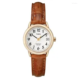 Wristwatches Women's Easy Reader Watch With Leather Strap- Gold/Brown T2J7619J