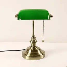 Table Lamps Classic Retro Artist E27 Green Glass Lamp Shade Bedroom Study And Family Reading European Conference Room Office