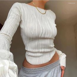 Women's T Shirts Fall Long Sleeve T-shirt Women Casual Slim Basic TShirt Ladies Fashion Waist Tops Y2K Clothing Bottom Female