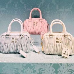 Miui handle Top shoulder bag Matelasse bowling handbags purses Womens Mens Designer wallets crossbody square Genuine Leather tote clutch wrinkle brand tide