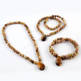 Charm Bracelets Tiger Eye Stone Beads Bracelet Natural Jasper Double Layer Wrap For Women Yoga Meditation Jewelry Gifts