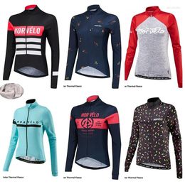 Racing Jackets Cycling Jersey Morvelo 2023 Long Sleeve Woman Winter Thermal Fleece Bike Clothing Outdoor Sports Bicycle Clothes Ropa