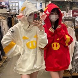 Women's Hoodies National Tide American Cute Pig Hooded Sweater Female Y2K Autumn And Winter Street Lovers Loose Printing Casual Blouse