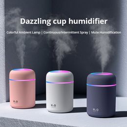 USB Cool Mist Spruzzatore Portatile 300ml Umidificatore elettrico Aroma Diffusore di olio con luce notturna colorata per auto domestica