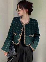 Women's Jackets Runway Spring Korean Clothes Luxury Chic Tweed Woolen High Quality Small Fragrance Coat Jacket Top Casaco Outwear