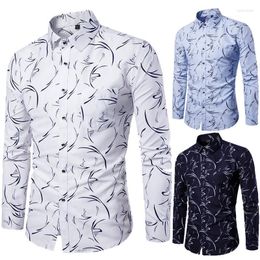 Men's Casual Shirts Men's 2023 Spring And Autumn Fashion Digital Printing Plus Fat Size Guy Trend Long-sleeved Flower Shirt