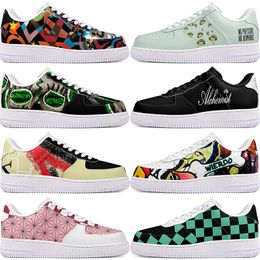 DIY shoes winter fashionable lovely autumn mens Leisure shoes one for men women platform casual sneakers Classic White Black cartoon graffiti trainers sports 8874