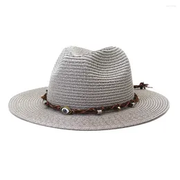 Berets Outdoor Beach Sun Visor Jazz Panama Straw Hat For Men And Women Fashionable Protection Solid With Belt