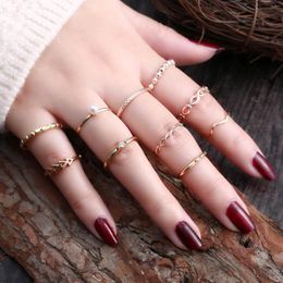 Cluster Rings Bohemian Elephant Moon Star Flower Rose Heart Crown Set Silver Colour Crystal Knuckle Finger Midi Ring For Women Jewellery