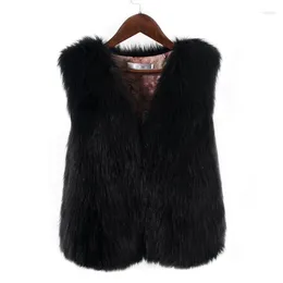 Women's Vests Faux Fur Waistcoat Solid Collor Jacket Vest Womens Sleeveless Winter Loose Soft Crewneck Female Coat Thick Warm