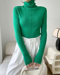 Women's Sweaters Top Grade Real Sheep Wool Basic Clothing Autumn & Winter Turtleneck Sweater Lady Elastic Solid Color Knit Shirts