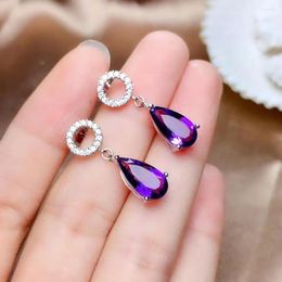 Stud Earrings Charming Yellow Citrine Or Purple Amethyst Silver Birthday Party Gift Natural Gem Decoration Earring