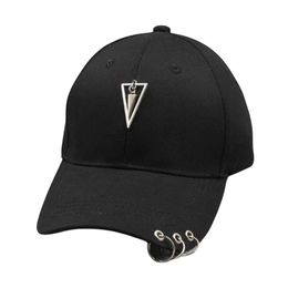 2023 Hats for women with four seasons Harajuku style iron ring duck cap baseball cap for men students black sun visor