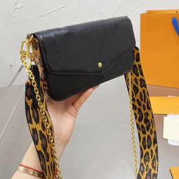 Chain Crossbody Bag Shoulder Handbag Purse Clutch Bags Embossed Leather Leopard Printed Patchwork Colour Envelope Pouch