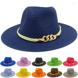Berets Straw Hat Women Men Fedora Hats Belt Vintage Trilby Caps Summer Jazz Lady Panama Sunhat Cap