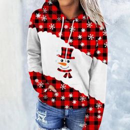 Women's Hoodies 2023 Cross Border Autumn Christmas Snowman Digital Print Loose Pullover Hooded Sweater From Europe And America