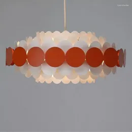 Pendant Lamps Coloured Lights Modern Led Round Lamp Els Circle Light Ceiling E27 Deco Maison Dining Room