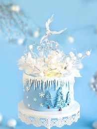 Cake Tools Christmas Decoration Transparent Crystal Elk Doll Ornament Ice Snow Wreath Insert Merry Greetings Topper