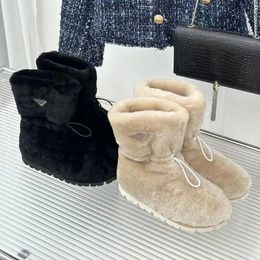 Designer Shoes Women Snow boots luxury Shearling booties fashion Winter wool leather Warm Boots Size 35-41