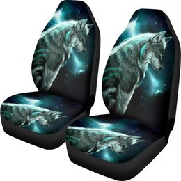 Car Seat Covers Cool Wolf Print Universal 2 Packs Front Bucket Seats Protectors For Men Truck SUV Interior Accessories