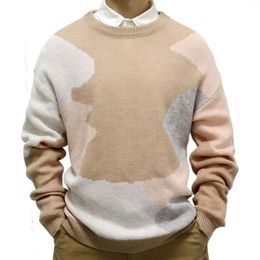 Men's Sweaters Menswear Sweater Spring And Autumn Contrast Thin Pullover Knit Tops O-Neck Long Sleeve Ropa Para Hombre