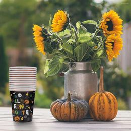 Disposable Cups Straws 48 Paper Pumpkin Tableware For Party Supplies