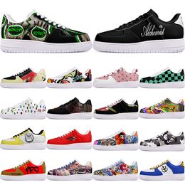 DIY shoes winter fashion lovely autumn mens Leisure shoes one for men women platform casual sneakers Classic White Black cartoon graffiti trainers sports 11652