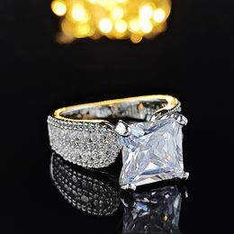 Women Luxury designer rings square big moissanite Diamond shiny full drill Rings Jewelry PT950 plated girlfriend Gifts Engagement Wedding ring 1894