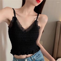 Camisoles & Tanks Lace Tank Top Sexy Beautiful Back Camisole Women Bottoming With Chest Pad Wrap Fashion Casual Korean Streetwear
