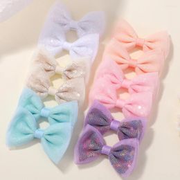 Hair Accessories 2Pcs Fashion Sequin Hairpin Girl Kids Bow Glitter Hairclip Colourful Bowknot Hairgripe Baby Child Wholesale Gift