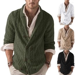 Men's Sweaters Knitted Cardigan 2023 Autumn And Winter Solid Colour Lapel Long-sleeved Sweater Jacket V-neck Casual