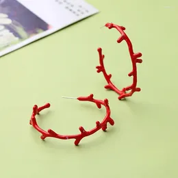 Dangle Earrings BALANBIU Red&White Enamel Coral Crystal Branch Round Circle For Women Party Gifts 2023 Fashion Jewellery Wholesale