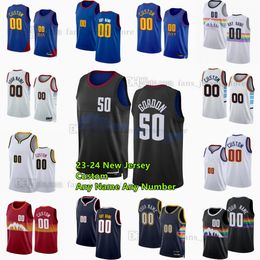 Custom 2023-24 New Printed Basketball jerseys Nikola Jokic Jamal Murray Aaron Gordon Kentavious Caldwell-PopeJalen Pickett DeAndre Collin Gillespie Reggie Jackso