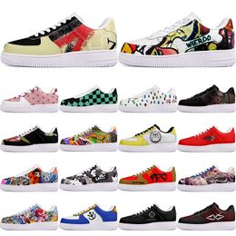 DIY shoes winter clean autumn mens Leisure shoes one for men women platform casual sneakers Classic White Black cartoon graffiti trainers outdoor sports 12938