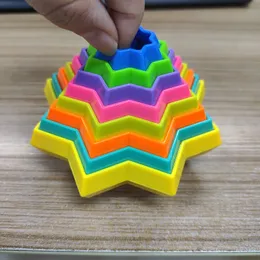 Radish Tower 3D printing Magic Tower Toys Three-dimensional Screw Stacking Octagonal Transformation Meteor Tower Fingertip Spiral Decompression Small Toys