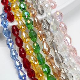 1 Strand 8x12mm Spacer Water Drop Beads AB Shine Glass Crystal Beads Bracelets for Women Accessory Beads for Jewellery Making Fashion JewelryBeads spacer beads