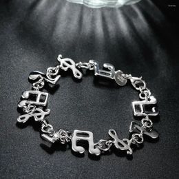 Link Bracelets Fine Musical Note Chain 925 Color Silver For Women Wedding Party Girl Student Christmas Gifts Fashion Jewelry