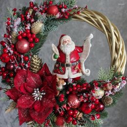 Decorative Flowers Christmas Rattan Wreath Artificial Pine Branches With Red Foam Berries DIY Wreath/Tree Decorations Noel Table Setting