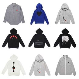 Men's Hoodie Sweatshirts Women Zipper Loose Coat Play Sweatshirt Commes Des Small Red Heart Jacket Garcons Standard and Fleece Casual Y10