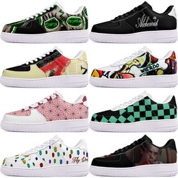 DIY shoes winter fashion autumn mens Leisure shoes one for men women platform casual sneakers Classic White Black cartoon graffiti trainers outdoor sports 12966