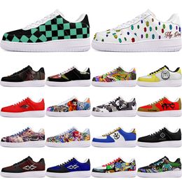 DIY shoes winter clean autumn mens Leisure shoes one for men women platform casual sneakers Classic White Black cartoon graffiti trainers outdoor sports 13482