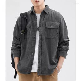 Men's Casual Shirts Workwear Shirt Corduroy Retro Patchwork Jacket Mens Coat