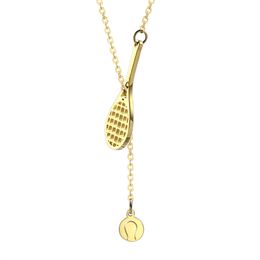 Stainless Steel Gold Silver Tennis Racket Necklace Charm Pendant Women's Sweater Chains Fitness Experts Sports accessories Hip Hop Girl's Lady's Fashion Jewellery