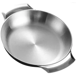 Pans Round Appetiser Plates Stainless Steel Seafood Pot Cookware Double Handle Cooking Pan