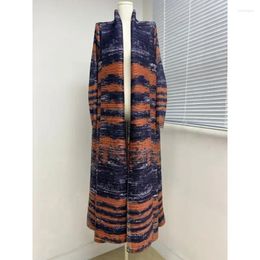Women's Trench Coats Miyake Pleated Long Coat Original Designer Printed Cardigan Dress