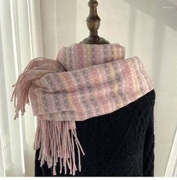 Scarves Winter Cashmere Scarf Women Warm Design Plaid Shawl Wrap Thick Knitted Pashmina Female Blanket Bandana Shawls