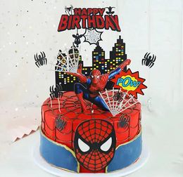 Cartoon Spider Birthday Theme Cake Decorations Boys Cake Topppers Ornaments For Kids Birthday Party Baby Shower Supplies Gifts