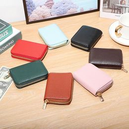 Card Holders 11-card Organ Package Solid Color Litchi Grain Holder With Zipper Multi-function Coin Purse Document Cards Bag