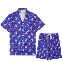 2024 Mens Casual Tracksuits Men Shirt and Shorts Set New Summer Casual Printed Hawaiian Shirt Short Male Printing Dress Suit Sets Plus