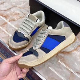 High-quality small dirty shoes designer casual shoes men and women do old shoes sneakers classic blue and pink crystal stripes low-cut leather shoes.